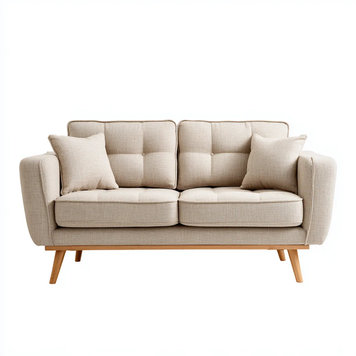 Sofa, Podwójna sofa beżowa 160 x 85 x 85 cm poliestrowe szkło proste