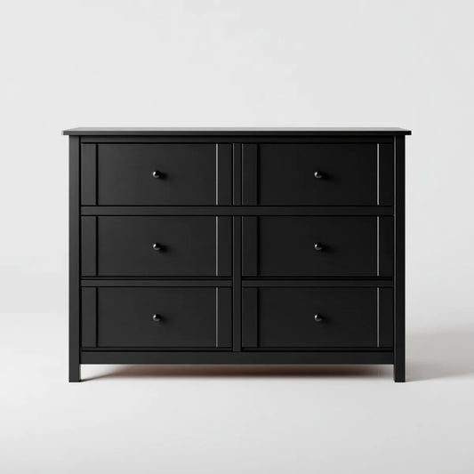 Komoda, 6 szuflad czarny 120 x 40 x 90 cm prostokątna MDF