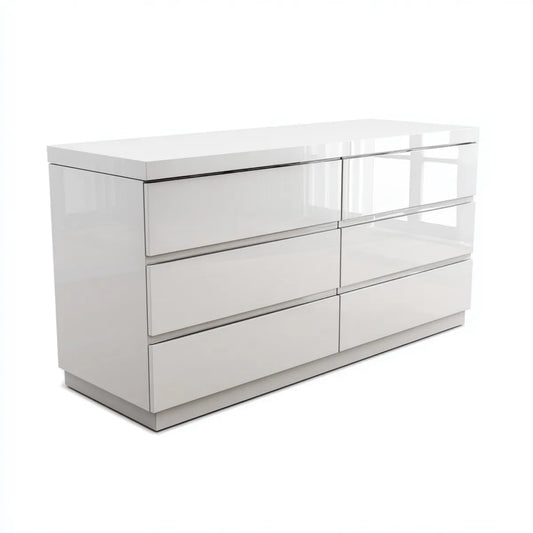 Komoda, 6 szuflady biały 140 x 40 x 75 cm prostokątna MDF