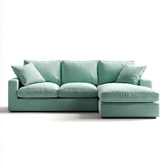 Sofa, 3 fotela z bezszwowym zielonym poliestrowym aksamitem 280 x 160 x 85 cm