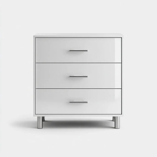 Komoda, 3 szuflady biały połysk 80 x 40 x 82 cm w prostokątnym MDF
