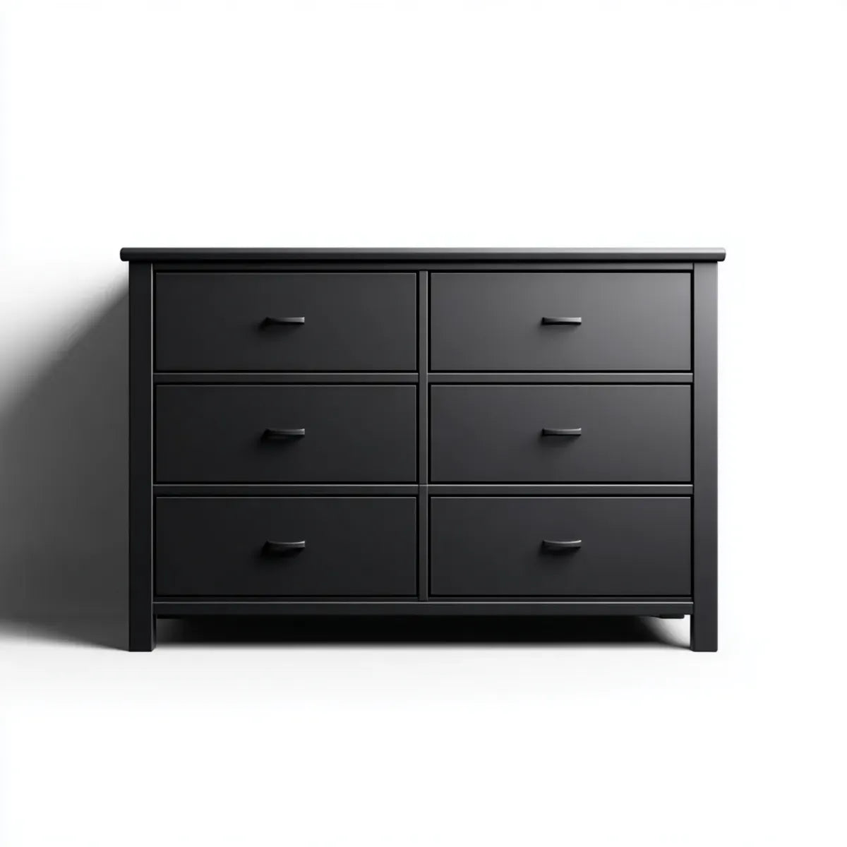 Komoda, 6 szuflad czarny 120 x 40 x 85 cm prostokątna MDF