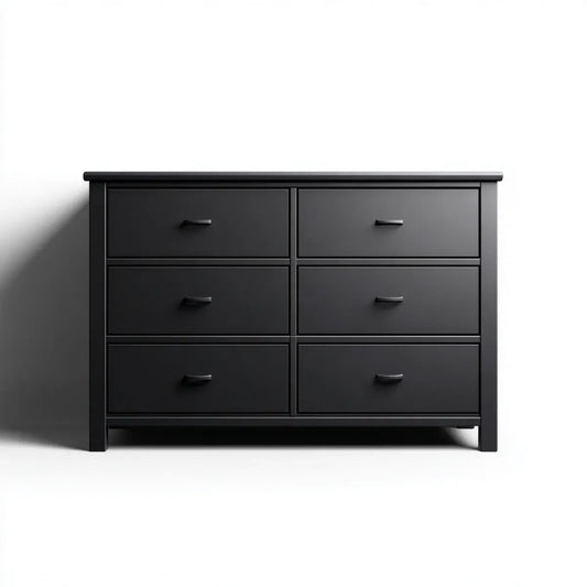 Komoda, 6 szuflad czarny 120 x 40 x 85 cm prostokątna MDF