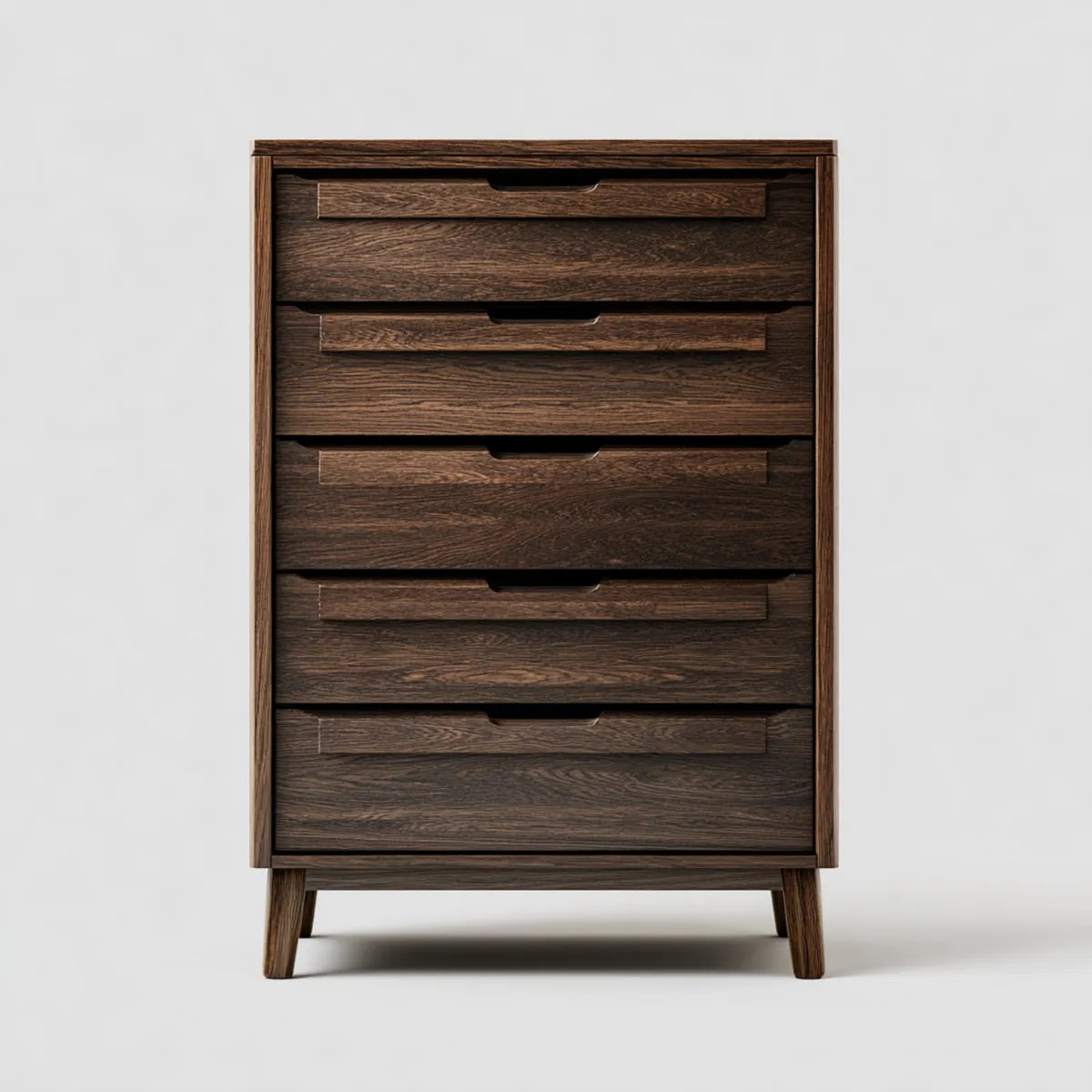 Komoda, Boxer 5 ciemnobrązowych szuflad 80 x 42 x 120 cm w dębie fornirowanym z drewna MDF