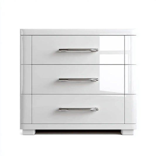 Komoda, 3 szuflady połysk biały 80 x 40 x 75 cm prostokątna MDF