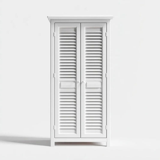 Szafa, Biała szafa z 2 drzwiami z panelami MDF, 90 x 50 x 190 cm