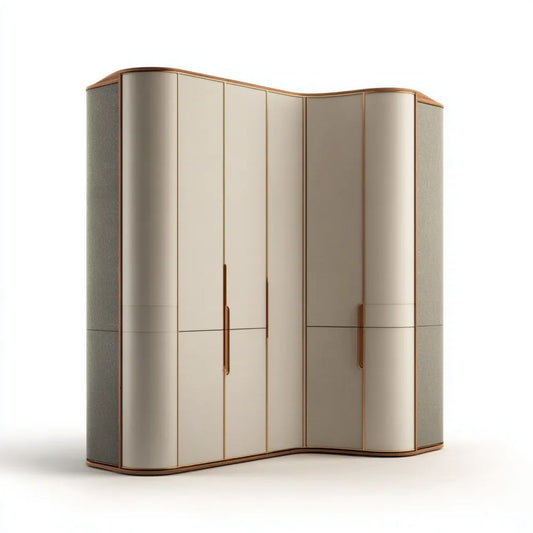 Szafa, 6 drzwi zakrzywione szafa z beżowym i szarym deską z, 240 x 60 x 220 cm