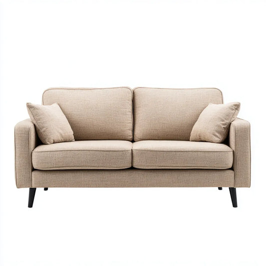 Sofa, Beżowa sofa w prostokątnym poliestrze 165 x 84 x 86 cm