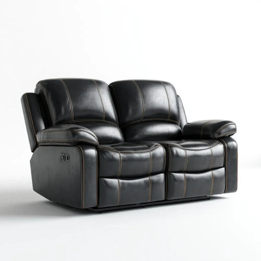 Sofa, Elektryczny 2-osobowy sofa relaksacyjna czarny 170 x 95 x 102 cm PU- Sztuczna skóra prostokątna